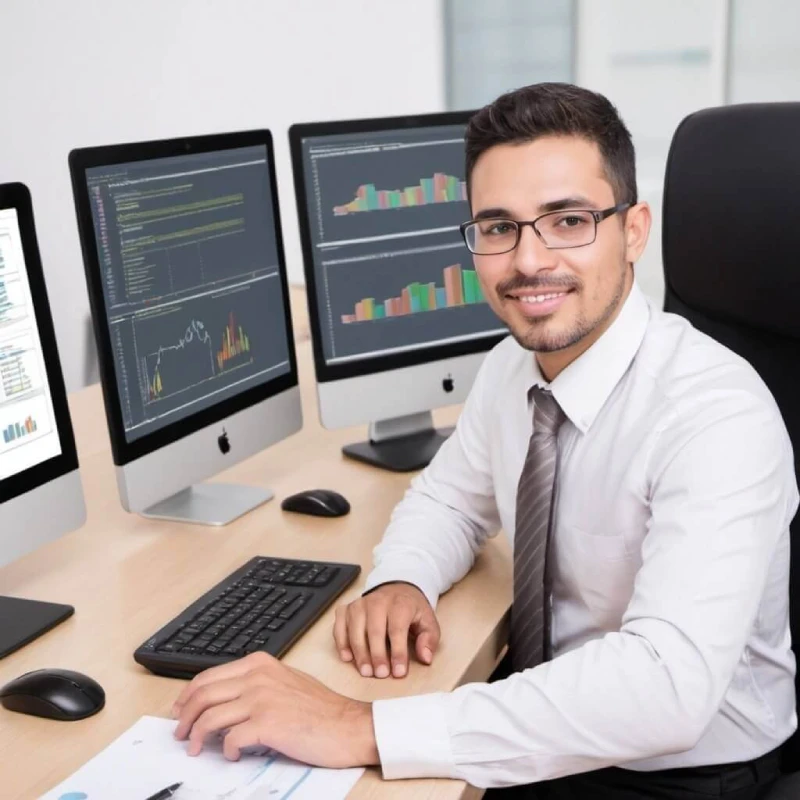 un epleado usando un Software Empresarial